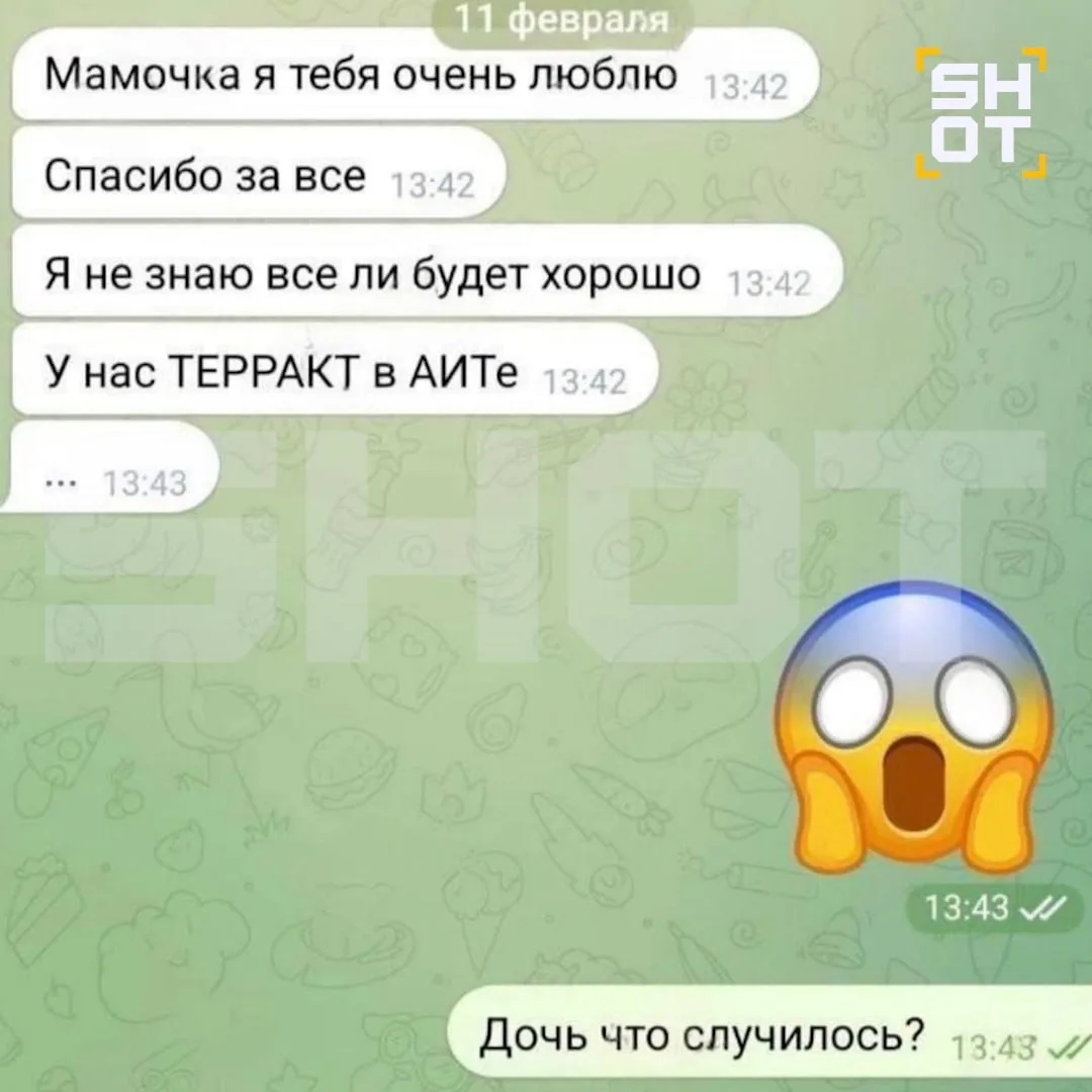 “Әни, мин сине бик яратам: Безнең техникумда теракт”...